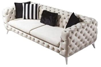 Sofa 3 Sitzer Weiß Luxus Möbel Chesterfield Möbel Textil Italienischer Stil Neu