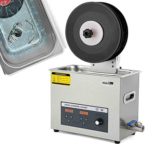 6L Schallplatten-Ultraschallreiniger, digitaler Typ 70-180 W Leistung einstellbar, 0-30-Minuten-Timer, automatische Rotationsheizfunktion für 7-Zoll-/12-Zoll-Schallplatten, bieten eine hervorragende