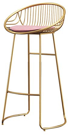 Taburetes de bar Silla Reposapiés Taburete alto Sillas de comedor tapizadas como taburete para cocina | bar | Taburete de desayuno | Asiento Rosa Patas Metálicas Doradas | Carga máxima 150 kg (Tamaño: