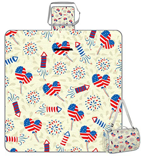 TropicalLife USA Independence Day Picknickdecke USA quadratisch wasserdicht faltbar Indoor Outdoor Matte Teppiche für Strand Camping Park Familientreffen Aktivitäten