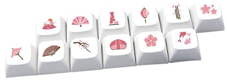 Gatuida 12pcs Sakura Keycaps Keyboard Key Replacement for Mechanical Gaming Keyboard Embossed Design Honey Milk Diy