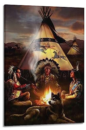 VZRSQZK Poster mit Indianer-Kunst, dekoratives Gemälde, Leinwand-Wandposter und Kunstdruck, modernes Familienschlafzimmer-Dekor-Poster, 30 x 45 cm