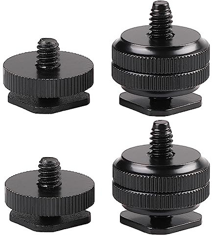 Camera Tripod Adapter Mount Kit 1/4 to 1/4 Screws, 1/4 to 3/8 Converter Thread Screw, Hot Shoe Male or Female Screw Set for Tripod Monopod Flash Plate Mount(4pcs Single Double Layer Screw)