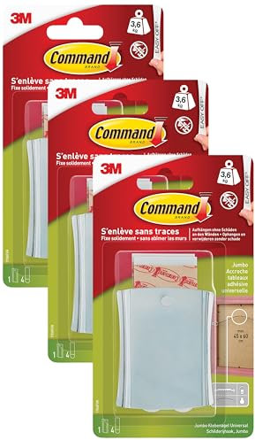 Command Accroches Cadre à Tête Clou avec Languettes Larges (Lot de 3)