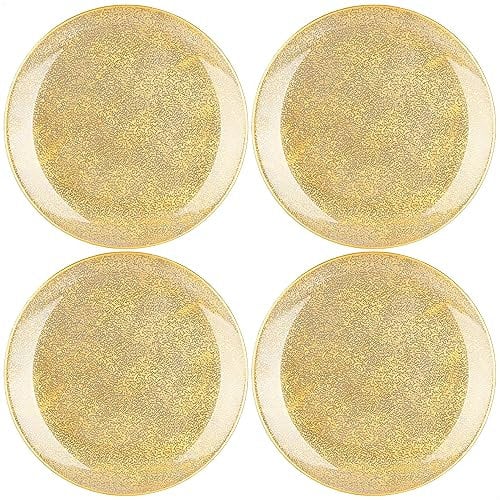 com-four® 4x sous-assiettes transparentes - soucoupes comme décoration de table - assiettes décoratives pour mariages, fêtes de famille ou Noël - Ø 33 cm