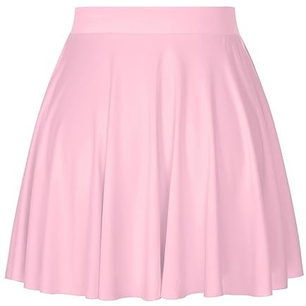 inlzdz Jupe Plissée Courte Femme Été Jupe A-Line Élastique Jupe Basic de Patineuse Taille Haut Casual Jupes Skirts A Rose Clair Taille Unique
