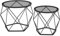 VASAGLE Couchtisch rund, 2er Set, Wohnzimmertisch, Beistelltisch, modern, abnehmbare Tischplatte, für Wohnzimmer, schiefergrau-tintenschwarz LGT040B03