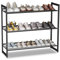 Dripex Schuhregal Metall Schwarz, Für 12 Paare, 30,5 x 74 x 63 cm, Schuhständer Kleines Schuhablage Schuhaufbewahrung für Flur Schlafzimmer 3 Ebenen