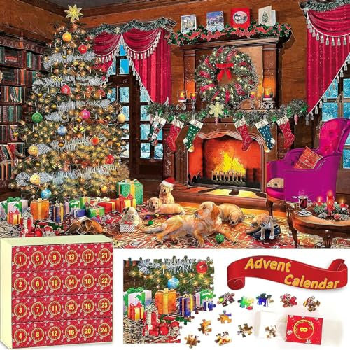 Adventskalender 2023, Advent Calendar 2024 Puzzle, 24 Tage 1008 Teile Weihnachten Geschenke für Erwachsene und Kinder Weihnachtskalender, Weihnachten Puzzles Geschenk für Jungen,Mädchen (A)