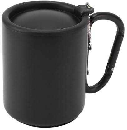 Tazza da caffè, tazza da caffè isolata pratica in acciaio inossidabile 304 di grande capacità nera per uso quotidiano per il tè (300ML)