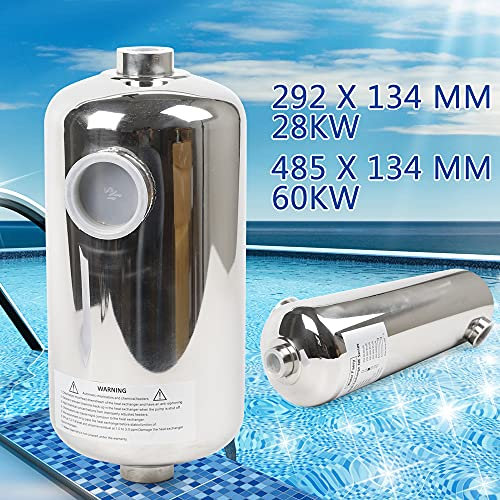 DSYOGX Pool-Wärmetauscher, 28 kW / 60 kW Schwimmbad Wärmetauscher Edelstahl Pool Schwimmbad Heizung Wärmetauscher für Swimmingpool (28KW)