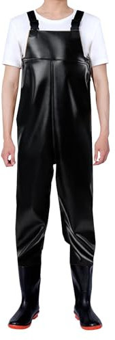liangp Wathose, stivali da pesca, pantaloni da pesca con bretelle, pantaloni da crosswater traspiranti, Nero , 44