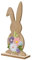 Deko Aufsteller Osterhase Holz 28cm mit Stoffblumen - groß & bruchfest - Dekohase für Ostern Frühling - Osterdeko Osterschmuck Frühingsdeko Tischdeko Dekofiguren - Natur Braun