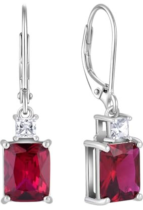 Starchenie Ohrringe 925 Sterling Silber mit Knoten Zirkonia für Damen Rubin Geburtsstein Anhänger Ohrhänger Schmuck Geschenk
