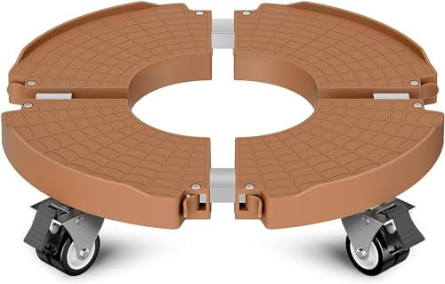 WELDUN Rullo per piante Ø 40 – 57 cm, portata 200 kg, sottovaso con ruote girevoli bloccabili, rullo per fiori per esterni, 1 pezzo, kaki