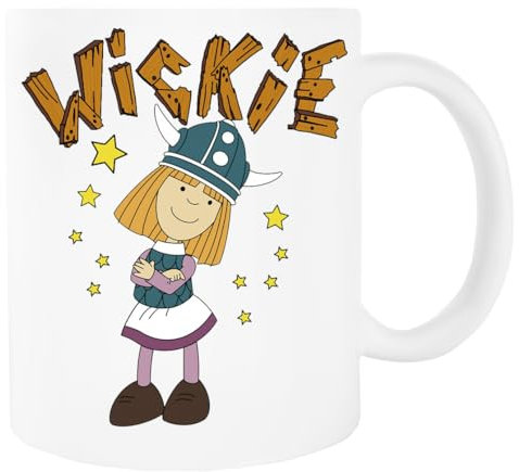 Wickie Viking 80s Retro Vintage Weißer Becher Trinkbecher aus Keramik