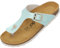 Palado Zehentrenner Damen Kos Metallic – gefertigt in Spanien – Obermaterial mit metallischer Optik – Weichfußbett – Veloursleder-Decksohle Türkis UK5,5 - EU38