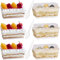 LDXDRU 100 mini vasos de postre de plástico, 140 ml, rectangulares, transparentes, con 100 cucharas, cuencos de postre con tapa, cuenco reutilizable para mousse helado