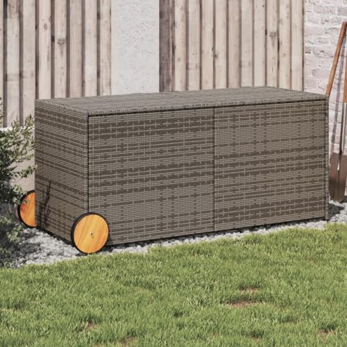 ZEYUAN Gartentruhe mit Rollen Grau 283L Poly Rattan, Gartenschrank, Gartenbox, Paketbox, Auflagenbox, Balkonschrank, Gartenkiste, Aufbewahrungsbox Outdoor, Kissenbox - 365318