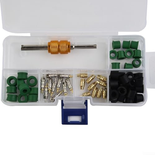 Kit de reparación de aire acondicionado, 71 herramientas de reparación de aire acondicionado, 10 núcleos de válvula, 50 juntas de manguera para coche y aire acondicionado