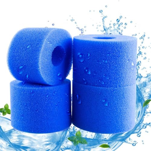 Bimhayuu Filtre en Mousse à Cartouche Éponge, Éponge Filtrante Type S1, Cartouche de Filtre en Mousse Réutilisables et Lavables pour Piscines Jardin Extérieur Aquariums (4pcs)