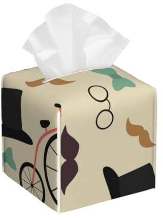 Quadratischer Taschentuchbox-Halter, britisches Fahrrad, Gentleman, Hut, Taschentuchbox, Abdeckung, Würfel für Badezimmer, Schlafzimmer, Esstisch, Büro, Küche