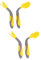 VICASKY 2 Sätze Trainingslöffel Geschirr lernen Kindergeschirr Babylöffel training utensils spoon and fork set Lerngabel für Kleinkinder Lerngeschirr für Kinder Yellow