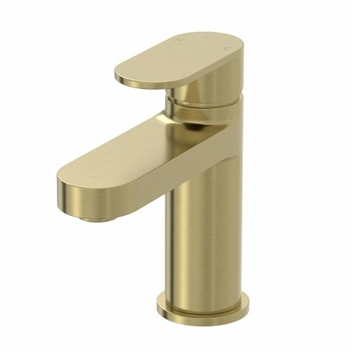 Architeckt® Lund Bathroom Basin Sink Mixer Tap Modern Mono Round Single Lever Handle Faucet for Sinks, Brushed Brass