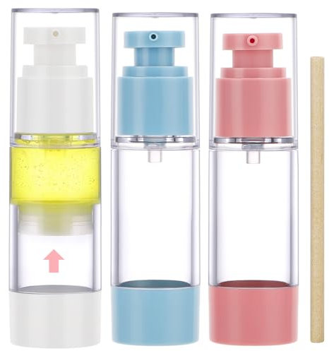 Segbeauty Distributeurs à Pompe Airless, 3 Pièces 30ml Flacons à Crème sous Vide, Bouteille Voyage en Plastique, pour Lotion, Fond de Teint Liquide, Flacon Voyage Accessoires