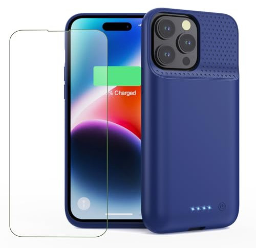 Battery Case for iPhone 14 Pro Max/14 Plus/13 Pro Max,[2025 Upgraded] 8600mAh Ultra-Slim Portable Extended Charger Case Cover for iPhone 13 Pro Max/14 Pro Max/14 Plus Charging Case (6.7 Inch)-Blue