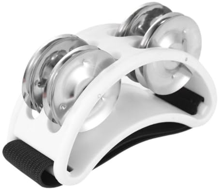 Correa Powerful Sound Foot Tambourine Adjustable Foot Tambourines with Musical Instrument for Performance Singing White-Color