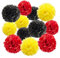 Ainmto 12 Stück Seidenpapier Pompons rot gelb und schwarz,Party Pompons Deko für Geburtstag, Hochzeit