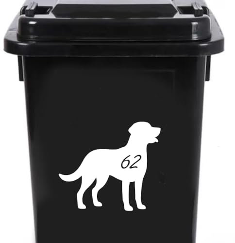 Multi Pack Pet Dog Labrador Waterproof Wheelie Bin Stickers - Cute Decal - Bin Labels - Number Sticker - Stick On Numbers (16cm x 14cm (6.3 x 5.5))