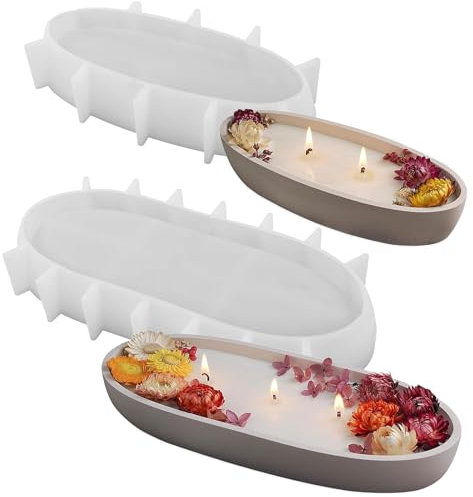 Silikonform Kerzenhalter Schale Ovale Silikonformen Klein Gießformen Kerzen Gips Beton Gießen Kerzen Schale Tablett Blumentopf Epoxidharz Gießformen Silikonform Klein Bootsform für Beton Basteln DIY