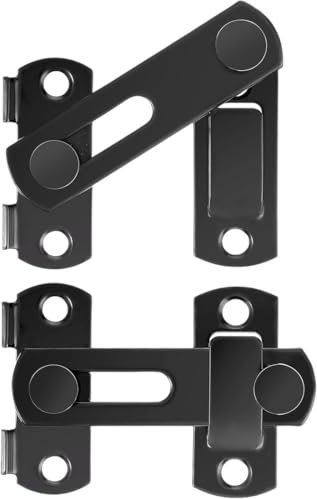 DWFEYOI 2 PCS Verrou Porte Coulissante Serrure Volet Loquet Porte Verrou Portail à Bascule Boulon avec Vis pour Porte, Fenêtre, Placard et Jardin, Finition Noir Mat en Acier Inoxydable