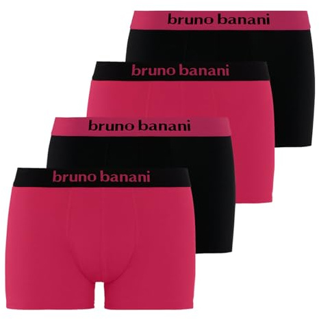 bruno banani 4er Pack Herren Boxershorts Shorts Unterhosen Flowing, Farbe:Mehrfarbig, Menge:4er Pack (2X 2er), Wäschegröße:2XL, Artikel:-4785 Magenta/schwarz