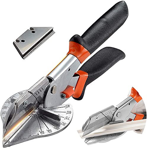 LIXIONG Angle Cutter for Wood, Silver and Black/Orange, Modern, Miter Shears, Carbon Steel Blade, 10 Spare Blades, 200 grams