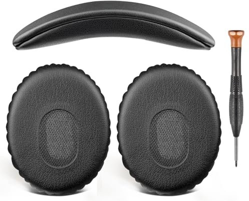 SOULWIT Cuscinetti Auricolari + Archetto, Kit di Ricambio per Bose QuietComfort 3 (QC3) Cuffie (Non adatto a OE1) - Nero