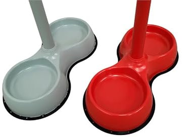 No Need to Bend Long Handled Pet Bowl - Ideal for Dogs, Cats, Puppies and Kittens! (Grey)