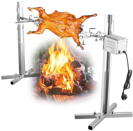 66 Lbs Electric BBQ Rotisserie Grill Kit, Pig Spit Rotisserie Grill Heavy Duty, Stainless Steel Spit Roaster, for Pig Rotisserie Hog Lamb Outdoor Party Campfire Barbecue In Family & Outdoor Picnic