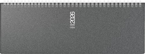 rido/idé Querterminbuch Mod. septant 2026 | 305×105 mm, Kunststoff, grau