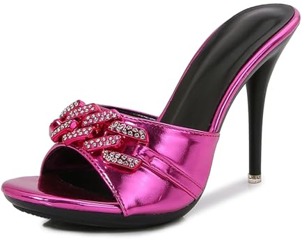 Hanfike Pantoletten Damen Sommer mit Absatz Elegant Stiletto Party Mules Slipper