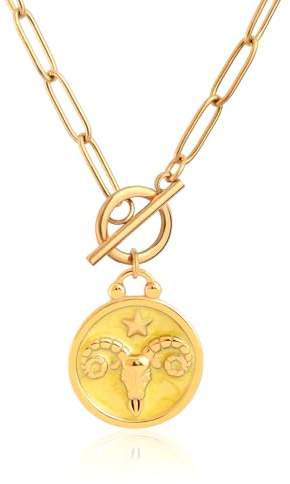 TaYolnFaSo 18 Karat Echtgold überzogene Sternzeichen 12 Sternbilder Halskette Clip Papier Clip Emaille Sternzeichen Schmuck