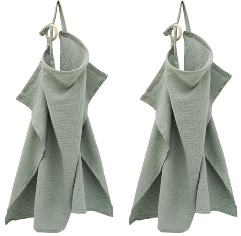 Breastfeeding Cover, 2Pcs Cotton Nursing Cover, Muslin Soft Breast Feeding Cover with Adjustable Strap, Double Layer Breathable Nursing Scarf, Multi Use Car Seat Stroller Cover