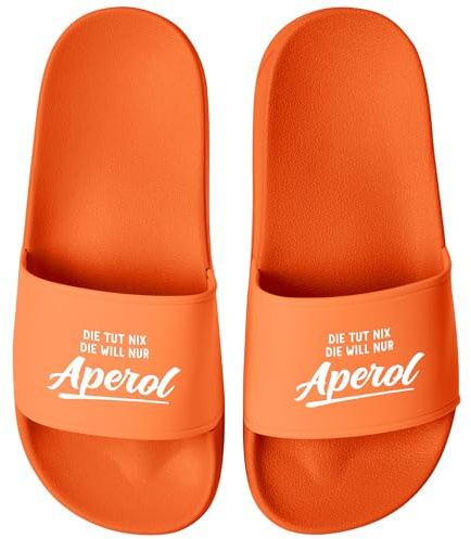 MoonWorks® Badeschlappen mit Spruch Holy Aperoli Badelatschen Damen Aufdruck bedruckt Spritz Apero