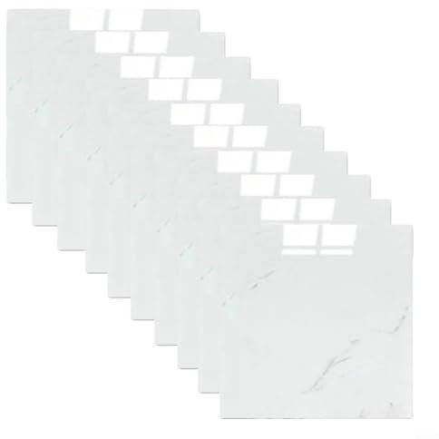 Zeroupshop 30x30 CM Decorative Wall Panels Self Cling Backsplash Tiles Kitchen Bathroom Marble Design Waterproof Home Decor 10 Pieces(White B)