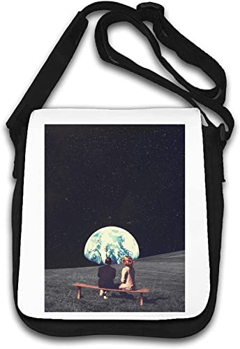 Trippy Psychedelic Space Travel Retro Style Poster Earth Umhängetasche Weiß