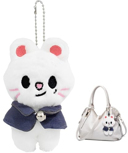 CWED 1 Pièce 12cm Porte-clés en Peluche Porte-clés Mignon pour les Fans (Chat Blanc)