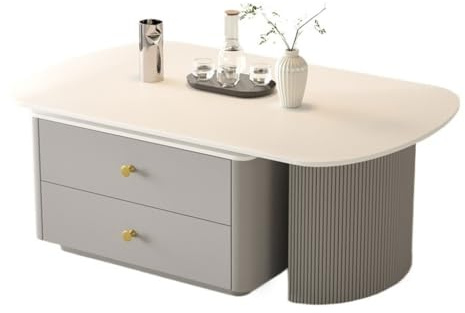 LUZZILE Kaffee Bar Schrank Einfache Rock Platte Kaffee Tisch Licht Luxus Moderne Wohnzimmer Oval Hause Versenkbare Couchtisch