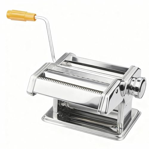LxsNyvantic Nudelmaschine,Edelstahl pasta maker,Nudelmaschine manuell,9-Gang-Verstellung pastamaschine,für Nudeln, Fettuccine, Lasagna(Dicke, Breite optional)